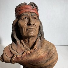 Vintage Neil Rose Peaceful One Native American Indian Resin Sculpture Signed picture