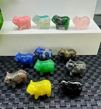 10pcs Mix Natural Quartz Crystal Carved Crystal Pig Skull Wholesale Healing Gift picture
