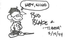 Bud Blake Hand Drawn & Signed Original Tiger Sketch 3x5 picture