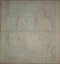 SCOTLAND MAP - ISLE of SKYE - Cloth - PORTREE and DUNVEGAN - 1947 - Staffin Bay picture