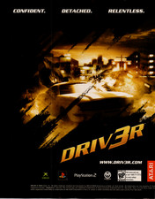 Atari DRIV3R Driver 3 Magazine Ad PS2 Xbox Video Game Print Gold Black 2004 picture