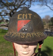 SPANISH CIVIL WAR FRENCH M 26 ANARCHIST CNT NO PASARAN HELMET ANTIFRANQUISTA picture
