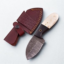 SK Customs Hand Forged Damascus Knife Luxury EDC Gift Mini Cleaver with Sheath picture