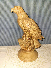 Vintage American Bald Eagle Statue Figurine - Faux Wood Resin Sculpture  picture