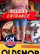 Vintage Old Style Steel Sign Office Entrance NOT Porcelain Made USA 36