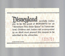 Vintage Disneyland Ticket 1960’s Monsanto Adventure Through Inner Space Numbered picture