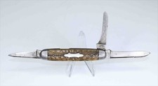Rare Vintage CleanCut Shamrock Tools USA 3 Blade Pocket Knife    Cracked Handle picture