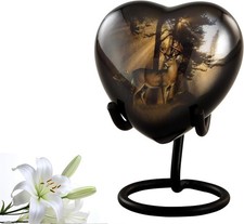 Gone Hunting Deer Heart Keepsake Urn with Sunrays – Keepsake, Black picture