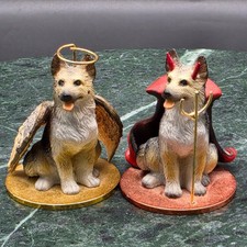 Vintage Tiny Ones German Shepherd Angel Devil Figurines Conversation Concepts picture