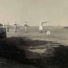 1940s Woman Shooting Shotgun Skeet Trap Shooting Gun Vintage Snapshot Photo picture