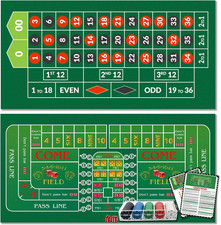 Double Sided Roulette Craps Table Top Mat 36x72 Casino Felt Poker picture
