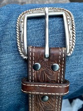 Ariat 2007 Limited Edition Buckle & Belt From Original Master Brown Size 52 picture
