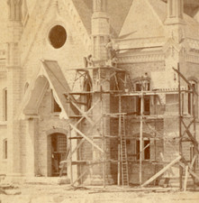 RARE MORMON 1879 PHOTO ASSEMBLY HALL CONSTRUCTION TEMPLE SQUARE SALT LAKE CITY picture