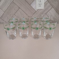 Vintage Lot Of 8 Pharmacist/Medical Cross Emblem Promotional Bar Glasses Scarce picture