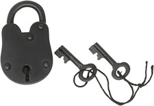 Nautical Cove Antique Solid Iron Lock with Skeleton Keys - Pirate Treasure Lo... picture