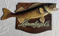 Vintage Leinenkugel’s Walleye Beer Sign 3D Molded Plastic Mancave Cabin Decor picture