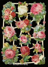 German Embossed Vintage Style Scrap Die Cut - Stunning Roses / Flowers EF7411 picture