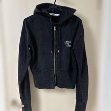 ENHYPEN WALK THE LINE Zip Up Hoodie Black L Thumb Hole Vintage Wash picture