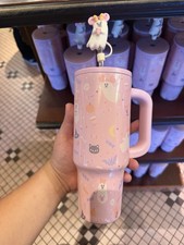 2026 Disney Parks Halloween Pastel Minnie & Mickey Ghost Pink Tumbler W/Topper picture