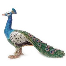 ღ New NORTHERN ROSE Porcelain Figurine PEACOCK Zoo Animal Bird Art Decor Statue picture