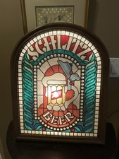 Vintage 1980 Stained Glass Style SCHLITZ BEER Lighted Sign - Works Perfectly  picture