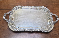 Vtg F B Rogers Silverplate Butler Tray Footed Serving Tea Dressing Tray Heavy picture