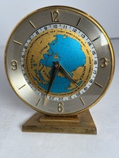 Vintage Bucherer Imhof Swiss 8 Day World Time Desk Clock Brass Map picture