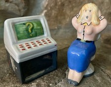 Vintage Fitz and Floyd Salt and Pepper Shakers, Stressed Female Computer Office  picture