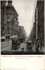 USA St Louis Missouri Broadway Locust Street 1900s Litho PC picture