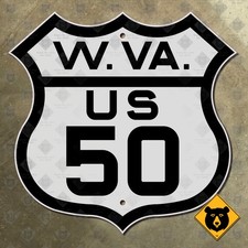 West Virginia US Route 50 highway marker sign 1945 Parkersburg Clarksburg 16x16 picture