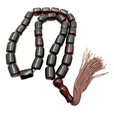 Antique Cherry Amber Bakelite Prayer Bead Necklace 470 Grams Beads picture