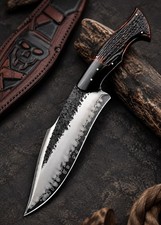 Hands Carbon Steel Bowie Hunting Knife with Leather Sheath picture