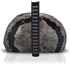 a Quality Black Agate Geode Bookends - Heavy Duty picture