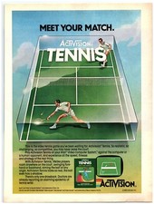 PRINT AD, 1982 Activision Tennis Video Game Meet Your Match Court Players Volley picture