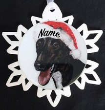 Santa Greyhound Dog Breed Personalized Christmas Ornament picture