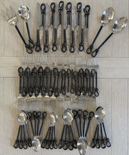 Hand Forged Twisted Stainless Blackened Flatware Made in Thailand Service for 12 picture