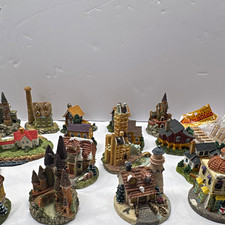 Lot of Miniature Village Buildings/Houses Figurines Resin Painted Multicolor picture