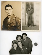 (7) Vintage photos of MILITARY MEN - Army Navy UNIFORMS - Insignia Patches WWII picture