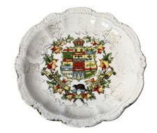 DOMINION OF CANADA - COAT OF ARMS ANTIQUE Souvenir China TRINKET DISH PLATE picture
