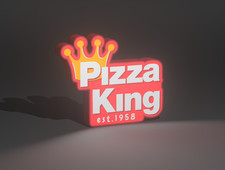 Pizza King Restaurant Indiana - USB Lighted LED Sign - Man Cave - Arcade - Retro picture