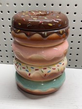 World Market Ceramic Stacked DONUT COOKIE JAR Sprinkles Decor Canister Kitchen picture