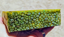 FLUORESCENT Millefiori CLEAR YELLOW WHITE BLUE Flower Glass Rough 2.55# Cabochon picture