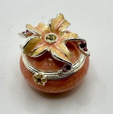 JAY STRONGWATER PINK STARGAZER LILY FLORAL ENAMEL CRYSTAL TRINKET PILL BOX picture