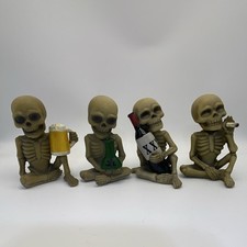 Ebros Gift Addicted to The Bones Skeleton Set of Four Figurines Halloween Decor picture