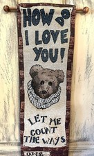 Boyds Bears, “How Do I Love You”, Tapestry Fabric Wall Hanging Decor, 7.5”x40” picture