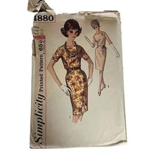 Vintage 1960s Simplicity 4880 Wiggle Sheath Dress Pattern Sz 12 B32 Complete picture