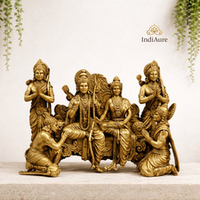 Brass Ram Darbar Idol – Lord Ram Sita Lakshman Hanuman Statue for Home Temple picture