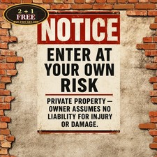 Enter At Your Own Risk Private Property Warning Lawn Gate Metal Sign picture