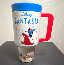 Disney FantasiaMickey TravelMug w/ Lid 1.02L Blue  -Red  Missing Og Straw picture