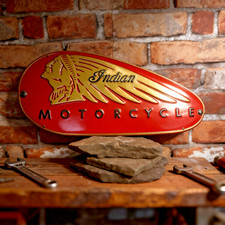 19 X8  Embossed Retro Style Metal Indian Motorcycle  Gas Tank  Sign...Ships Free picture